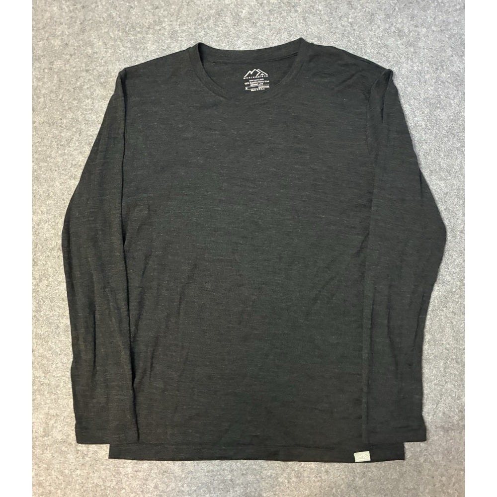 Merino.tech 100% Merino Wool Long Sleeve Shirt Mens Medium Base Layer Gray Smart